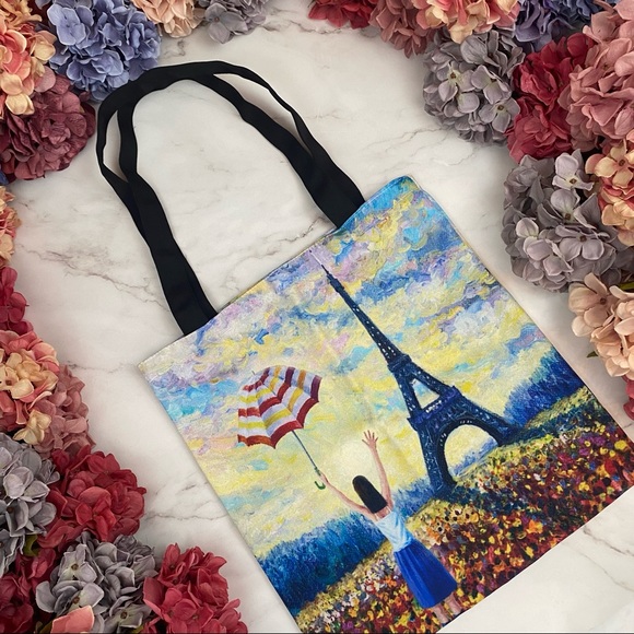 Eco-Friendly Eiffel Tower Paris Folding Tote Bag - Picture 3 of 16